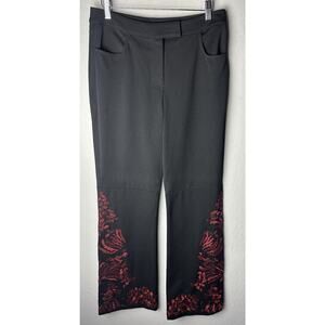 ST. JOHN EVENING by Marie Gray Black Dress Pants Red Metallic Embroidery Size 6